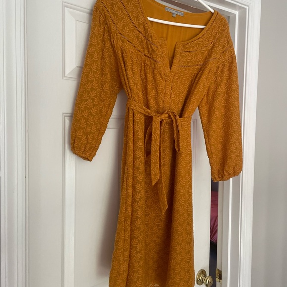 Daniel Rainn via Anthropologie Sz M Gold Autumnal Dress - Picture 2 of 5